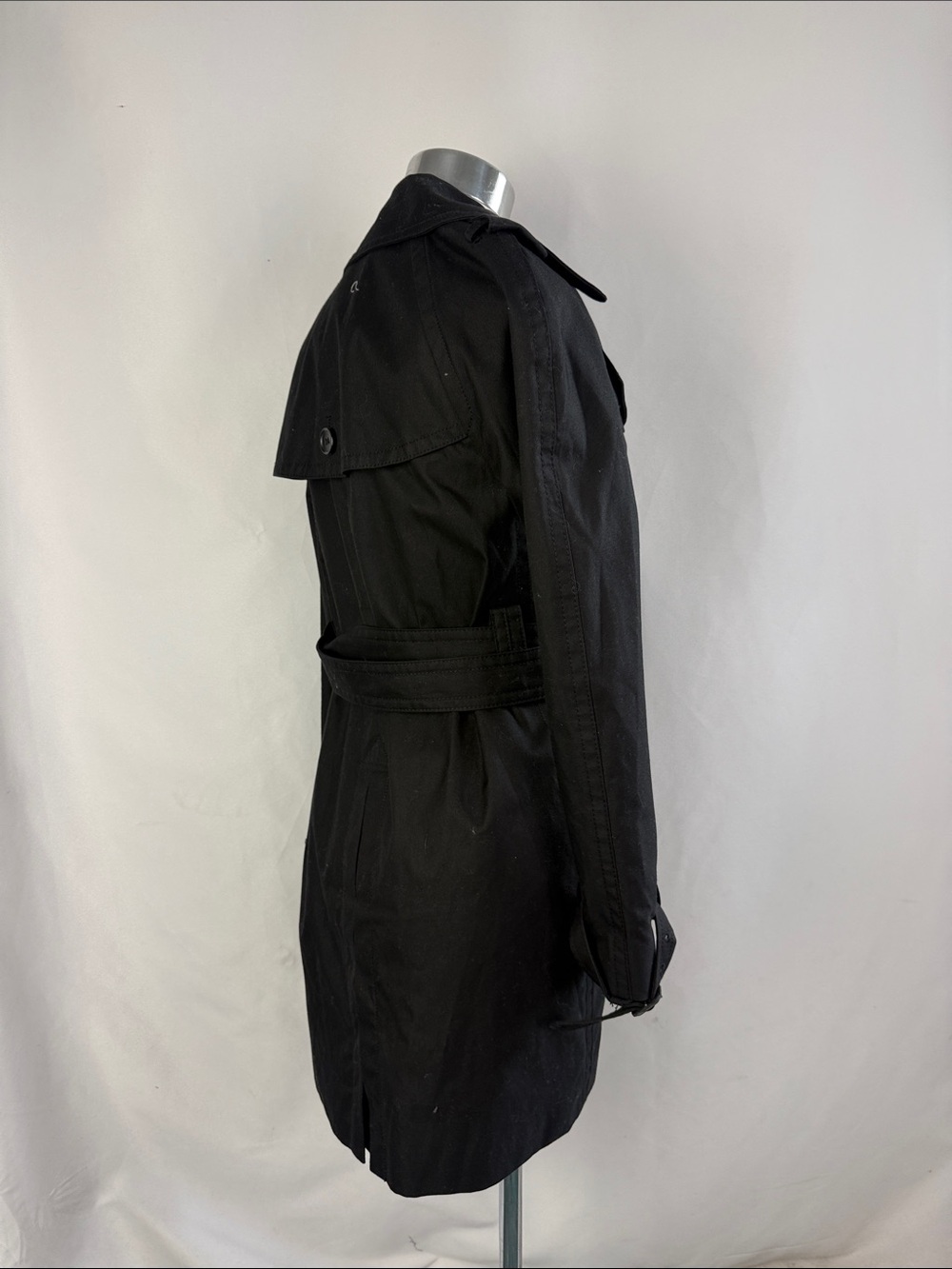 COACH BLACK TRENCH 3/4 COAT - Picture 3 of 5